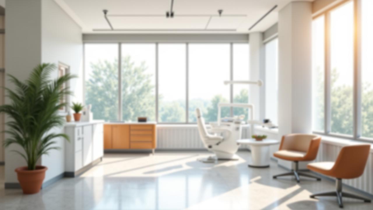 Modern and clinical dental office interior