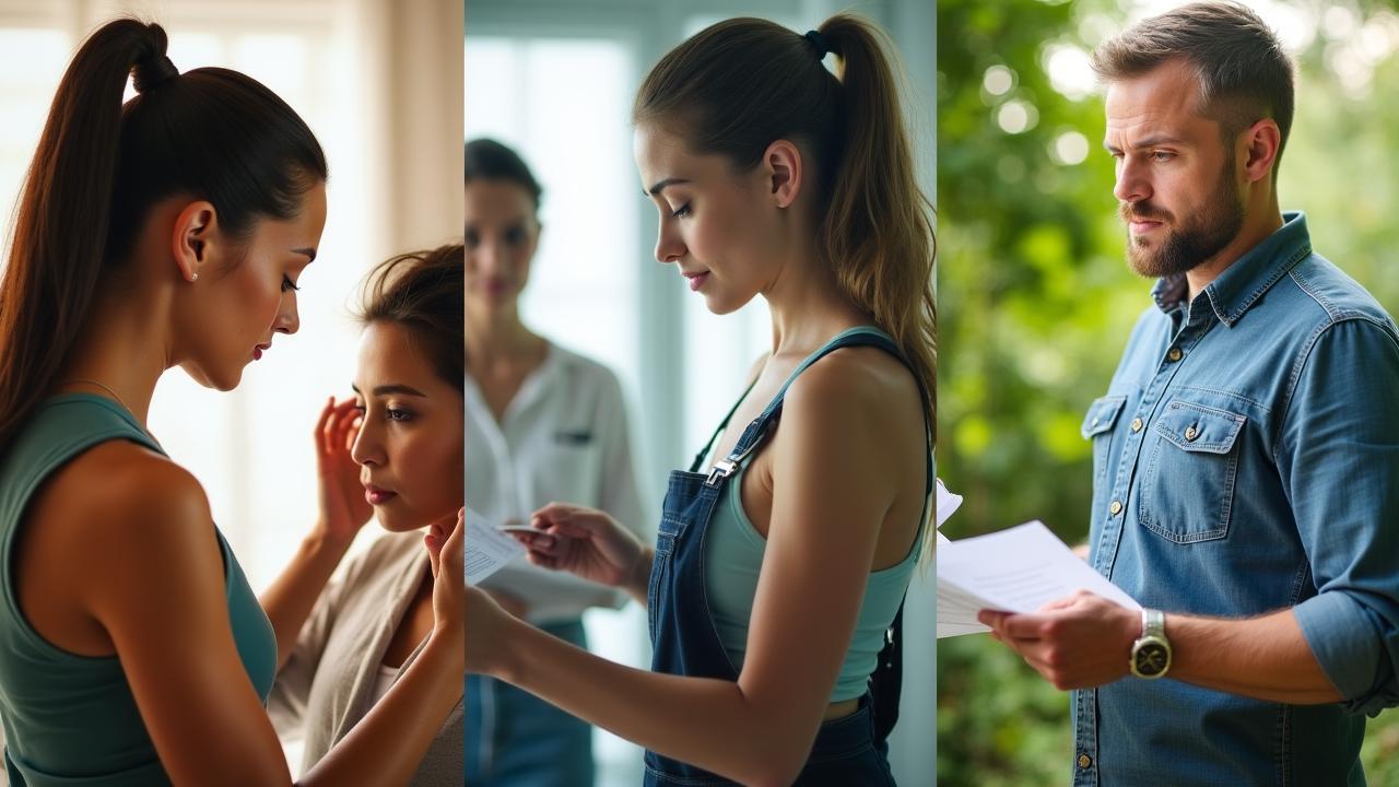 Collage of diverse service professionals including fitness yoga instructors, hair stylists, and landscape designers at work.